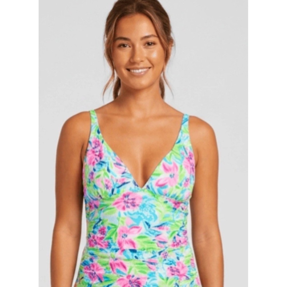 Stella Parker swim Top Tankini bright Colorful Pink Blue Green size XL NWOT - Picture 5 of 6